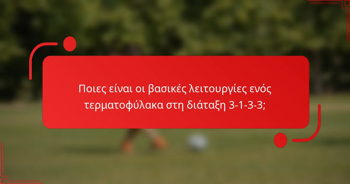 Ποιες είναι οι βασικές λειτουργίες ενός τερματοφύλακα στη διάταξη 3-1-3-3;